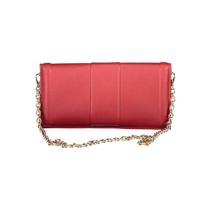 Mario Valentino Red Polyethylene Women Handbag with chain strap, featuring internal pocket and detachable document holder.