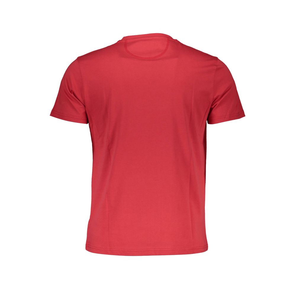 La Martina Red Cotton Men T-Shirt back view showcasing premium fabric and trendy design.