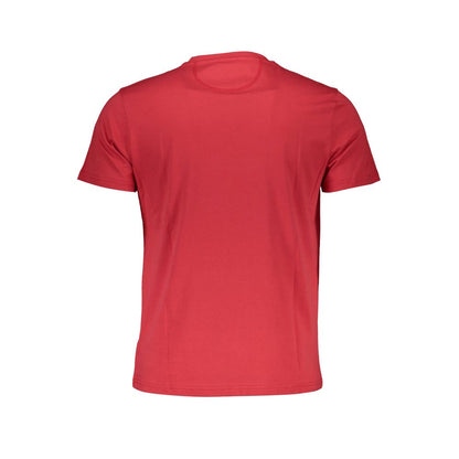 La Martina Red Cotton Men T-Shirt back view showcasing premium fabric and trendy design.