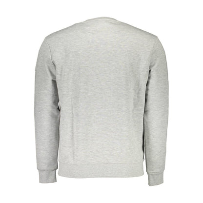 Back view of North Sails Gray Cotton Men Sweater, showcasing premium cotton blend and crew neck design.