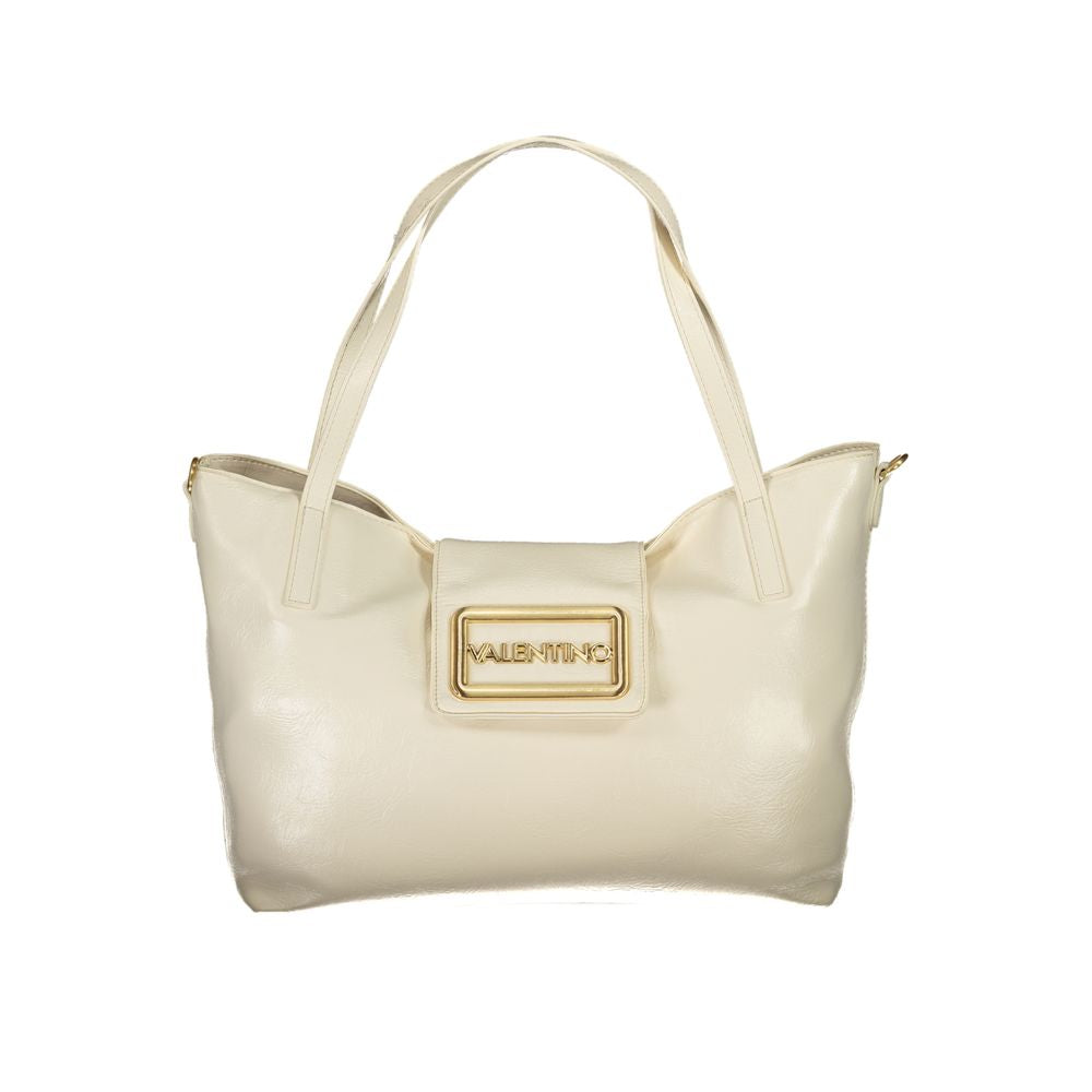 Mario Valentino Beige Polyethylene Women Handbag with dual handles and elegant design, ideal for versatile styling and secure essentials.
