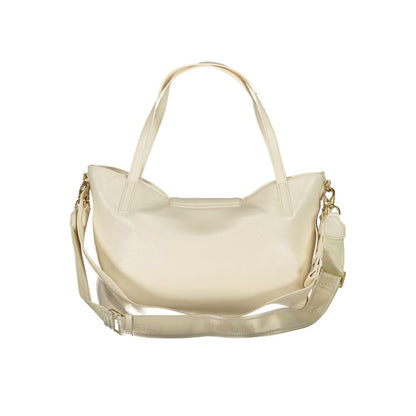 Mario Valentino Beige Polyethylene Women Handbag with dual handles and removable strap, elegant and versatile design for on-the-go women.