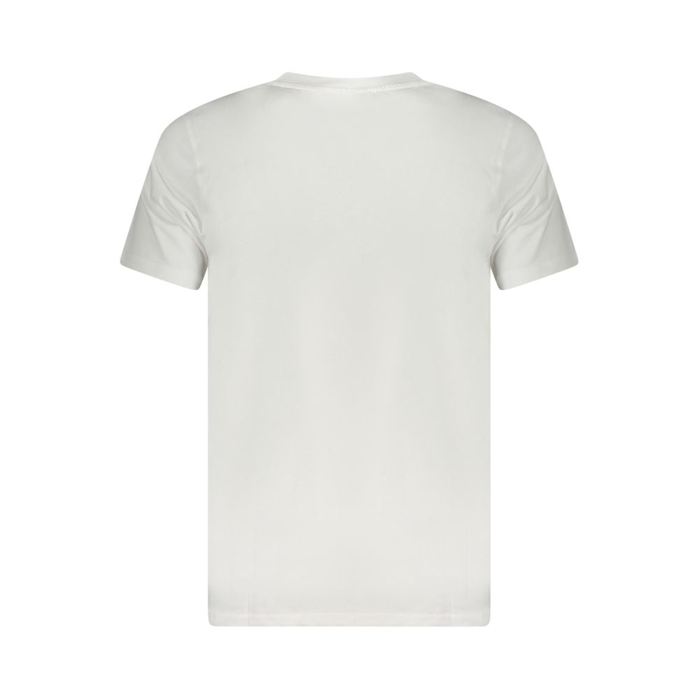 Back view of Cavalli Class White Cotton Men T-Shirt with sleek design and elegant cut.