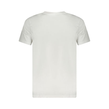 Back view of Cavalli Class White Cotton Men T-Shirt with sleek design and elegant cut.