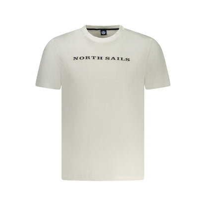 North Sails White Cotton Men T-Shirt with logo and crew neck design, breathable and comfortable for casual wear.