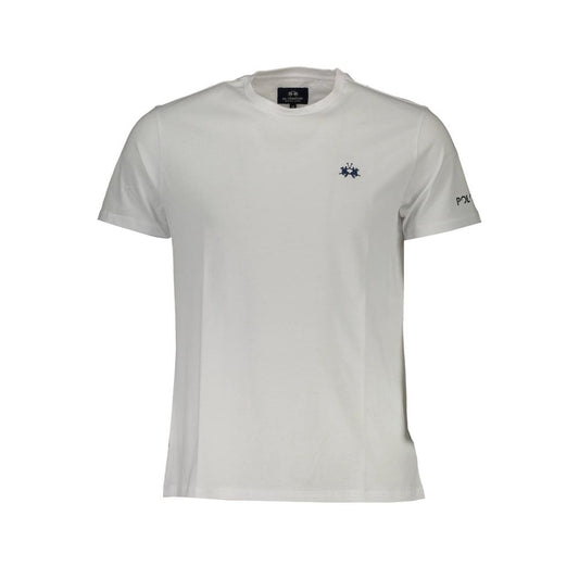 La Martina White Cotton Men T-Shirt with embroidery and logo detail