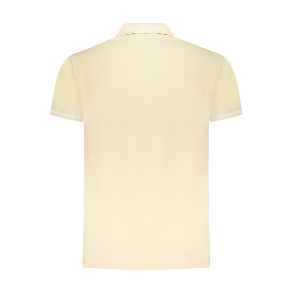 Cavalli Class Beige Cotton Men Polo Shirt - back view of elegant short-sleeve design with three-button placket and contrasting details.