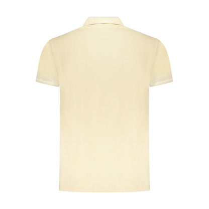 Cavalli Class Beige Cotton Men Polo Shirt - back view of elegant short-sleeve design with three-button placket and contrasting details.
