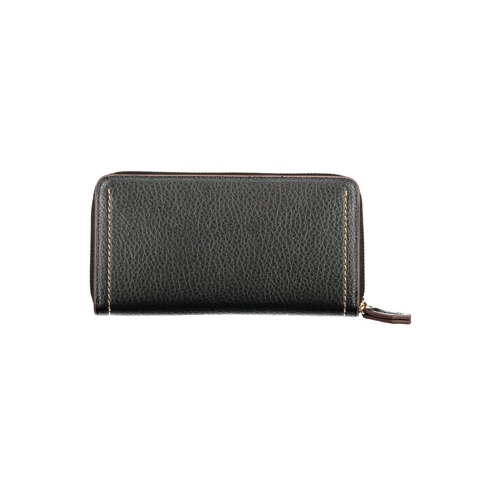 Mario Valentino Black Polyethylene Women Wallet with zip closure and 5 compartments, featuring chic contrasting details for trendsetters.