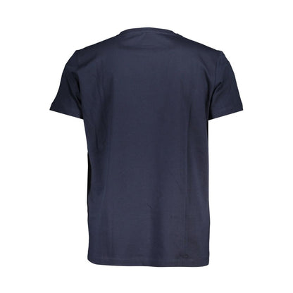 Back view of K-WAY Blue Cotton T-Shirt with short sleeves and crew neck.