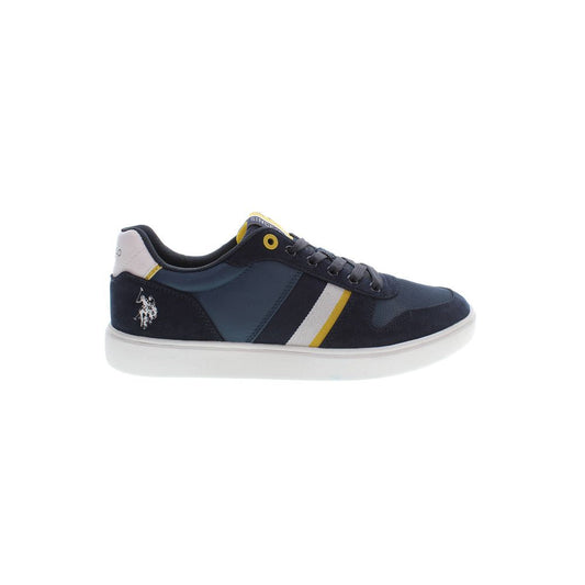 U.S. POLO ASSN. Blue Polyester Men Sneaker with contrasting details and logo for sporty style and comfort.