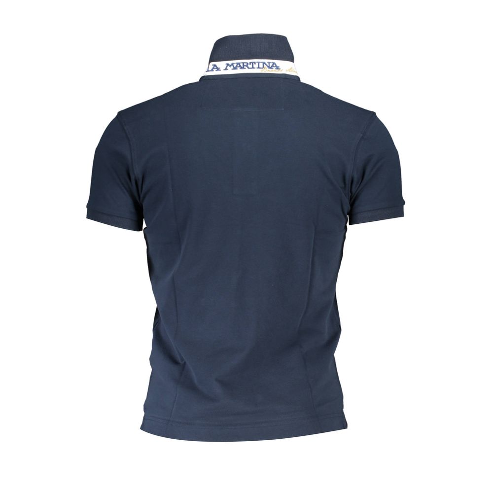 La Martina Blue Cotton Polo Shirt