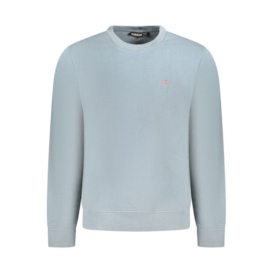 Napapijri Gray Cotton Men Sweater with long sleeves and subtle embroidery, offering comfort and style.