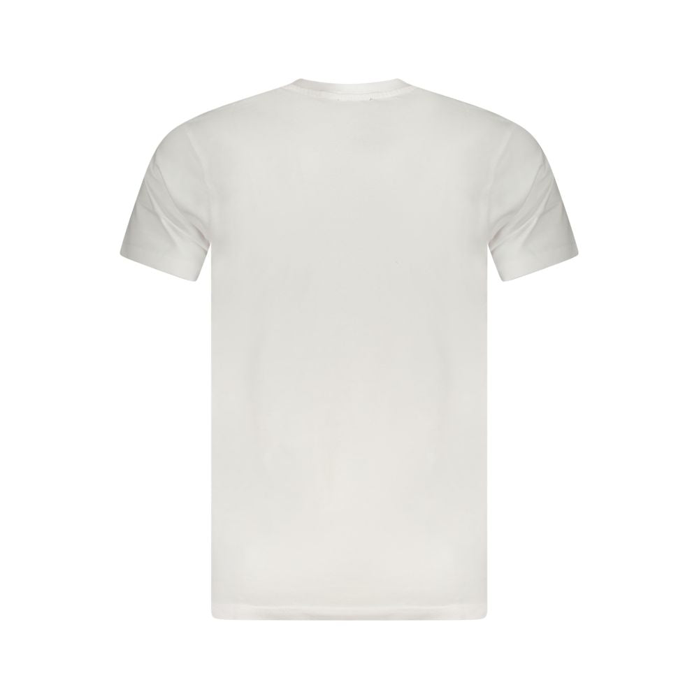 Back view of Cavalli Class White Cotton Men T-Shirt showcasing sleek design and luxury appeal.
