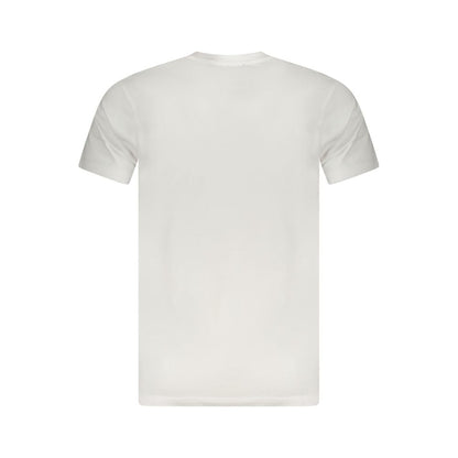 Back view of Cavalli Class White Cotton Men T-Shirt showcasing sleek design and luxury appeal.