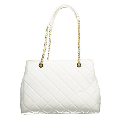 Mario Valentino White Polyethylene Women Handbag with elegant chain and quilted design, showcasing sophistication and practicality.