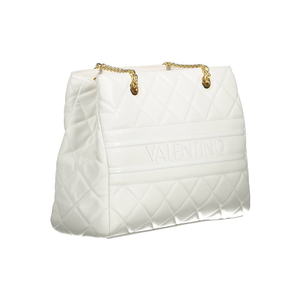 Mario Valentino White Polyethylene Women Handbag with chain handles, elegant design, and spacious compartments for stylish functionality.