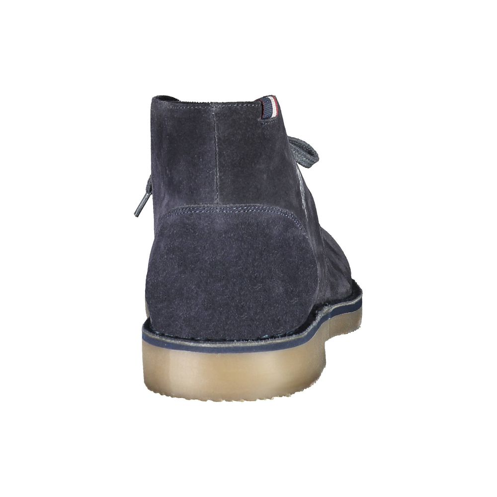 Back view of U.S. POLO ASSN. Blue Leather Mens Ankle Boot showcasing high-quality craftsmanship and sleek design.