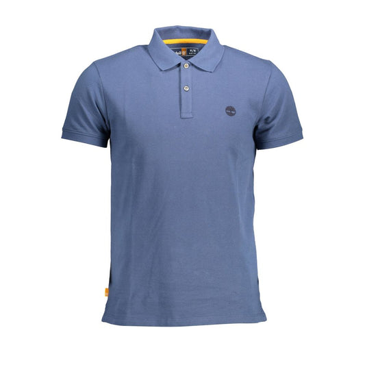 Timberland Blue Cotton Men Polo Shirt with logo embroidery and short sleeves.