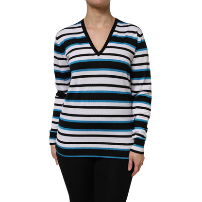 Dolce & Gabbana Multicolor Stripes Long Sleeves V-neck Top