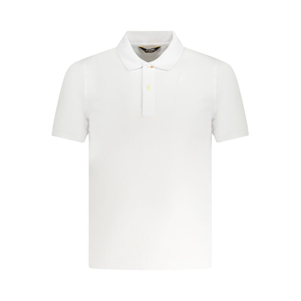 K-WAY White Cotton Polo Shirt with short sleeves and 2 buttons, featuring a logo application.