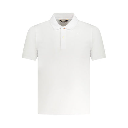 K-WAY White Cotton Polo Shirt with short sleeves and 2 buttons, featuring a logo application.