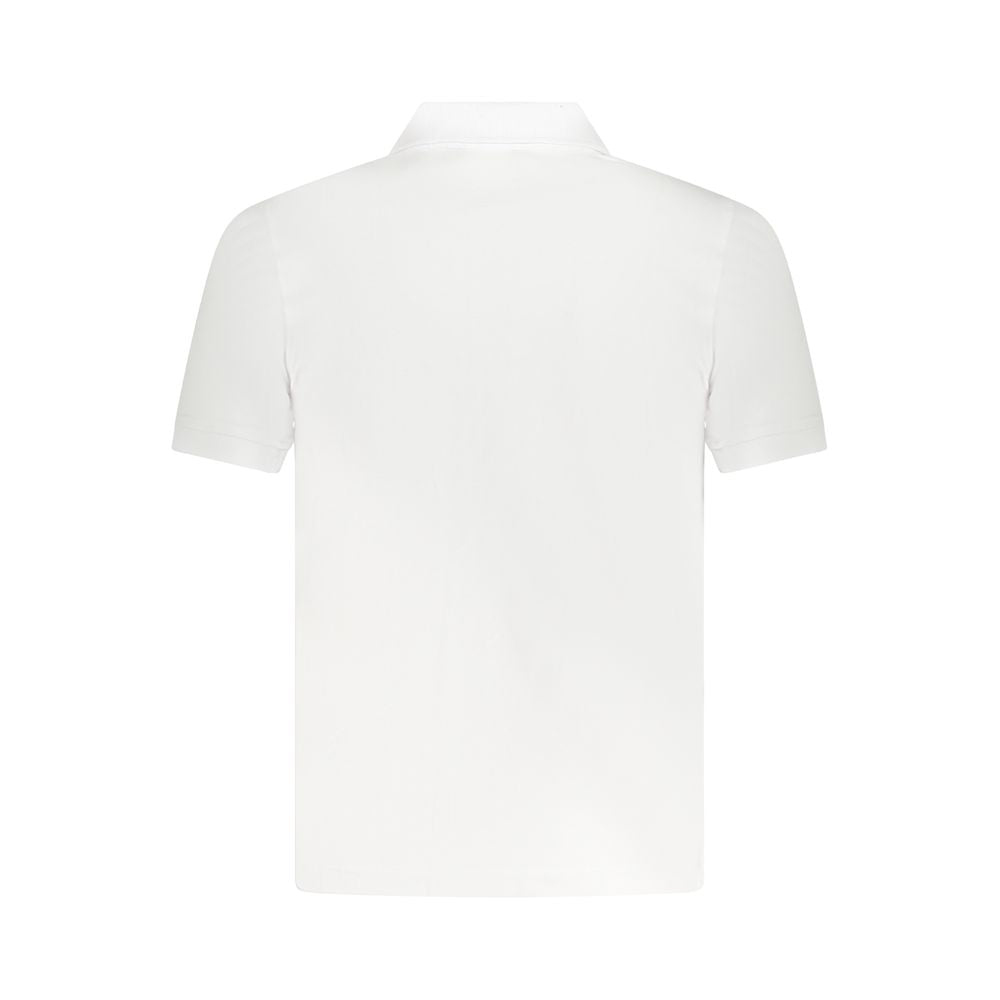 K-WAY White Cotton Polo Shirt with short sleeves, 2 buttons, logo application, back view.