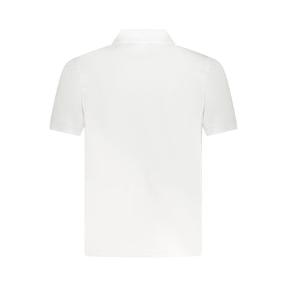 K-WAY White Cotton Polo Shirt with short sleeves, 2 buttons, logo application, back view.