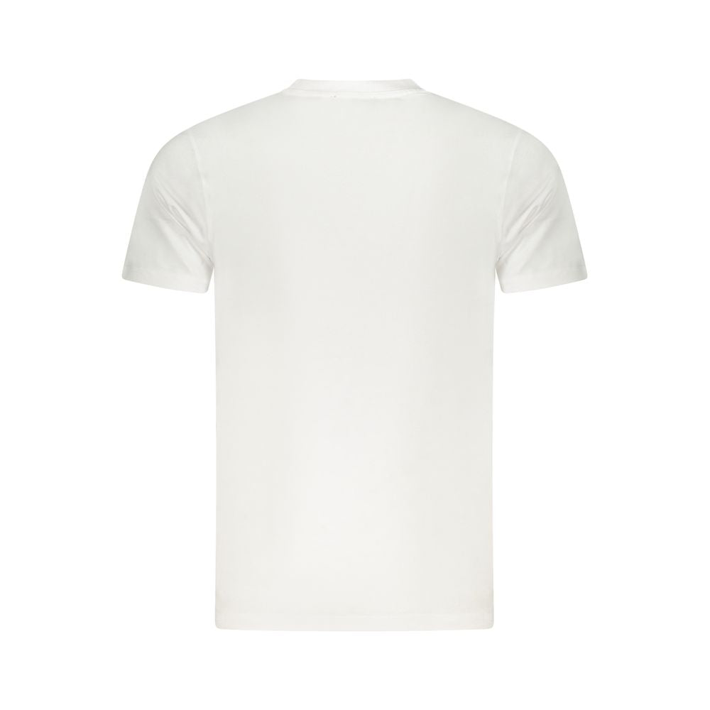 Back view of Cavalli Class White Cotton Men T-Shirt with iconic logo, crafted for a sophisticated look.