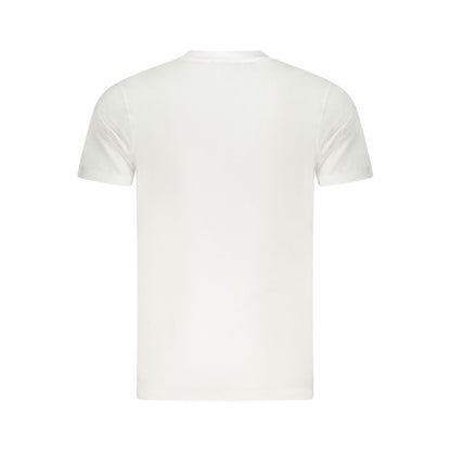 Back view of Cavalli Class White Cotton Men T-Shirt with iconic logo, crafted for a sophisticated look.