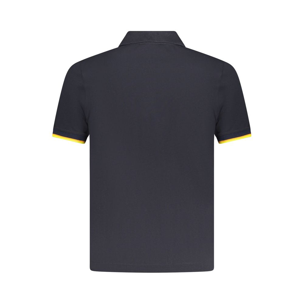 Back view of K-WAY Blue Cotton Polo Shirt with short sleeves, 2 buttons, contrasting details, and logo.
