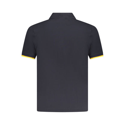 Back view of K-WAY Blue Cotton Polo Shirt with short sleeves, 2 buttons, contrasting details, and logo.