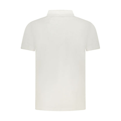 Back view of Cavalli Class White Cotton Men Polo Shirt