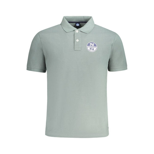 North Sails Green Cotton Men Polo Shirt with short sleeves, 2-button placket, distinctive print, and iconic logo for a luxury touch.