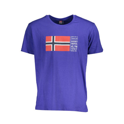 Norway 1963 Blue Cotton Men T-Shirt with Norway flag print and crew neck design