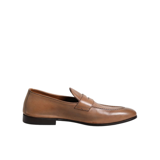 Brunello Cucinelli Brown Leather Loafer Dress Shoes