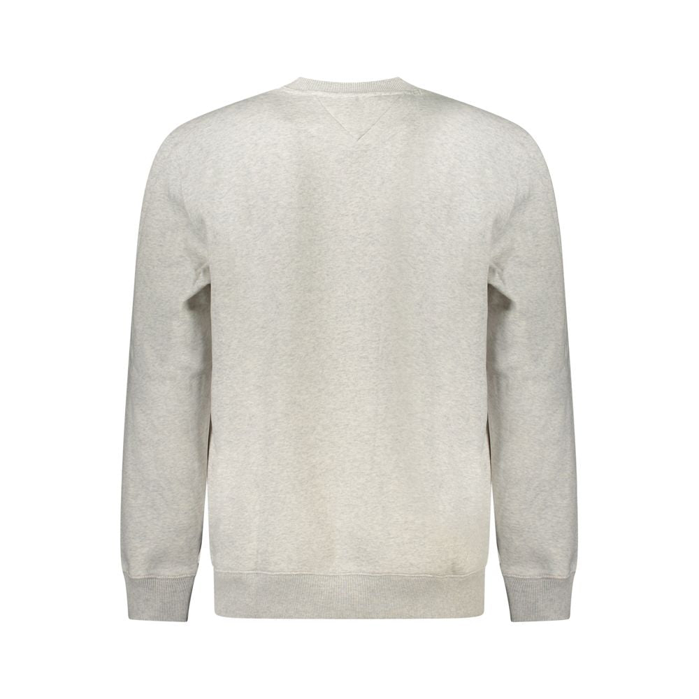 Back view of Tommy Hilfiger Gray Cotton Men Sweater showcasing long sleeves and classic crew neck.