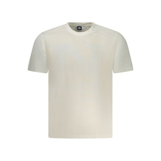 Alt Tag: North Sails White Cotton Men T-Shirt with crew neck and logo, perfect for modern voyagers seeking sustainable style and nautical flair.