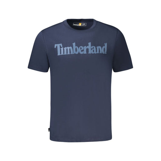 Timberland Blue Cotton T-Shirt, regular fit short sleeve with crew neck, wordmark logo print, made from 100% organic cotton.
