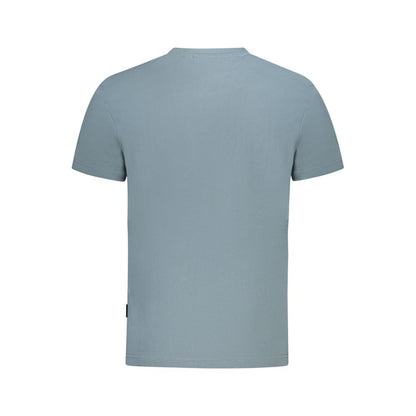 Back view of plain grey men's t-shirt showcasing simple design.