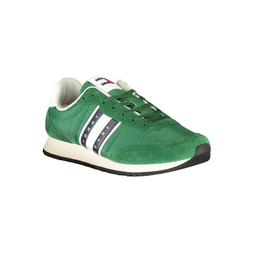 Tommy Hilfiger Green Polyester Men Sneaker with eco-friendly recycled materials and vibrant design