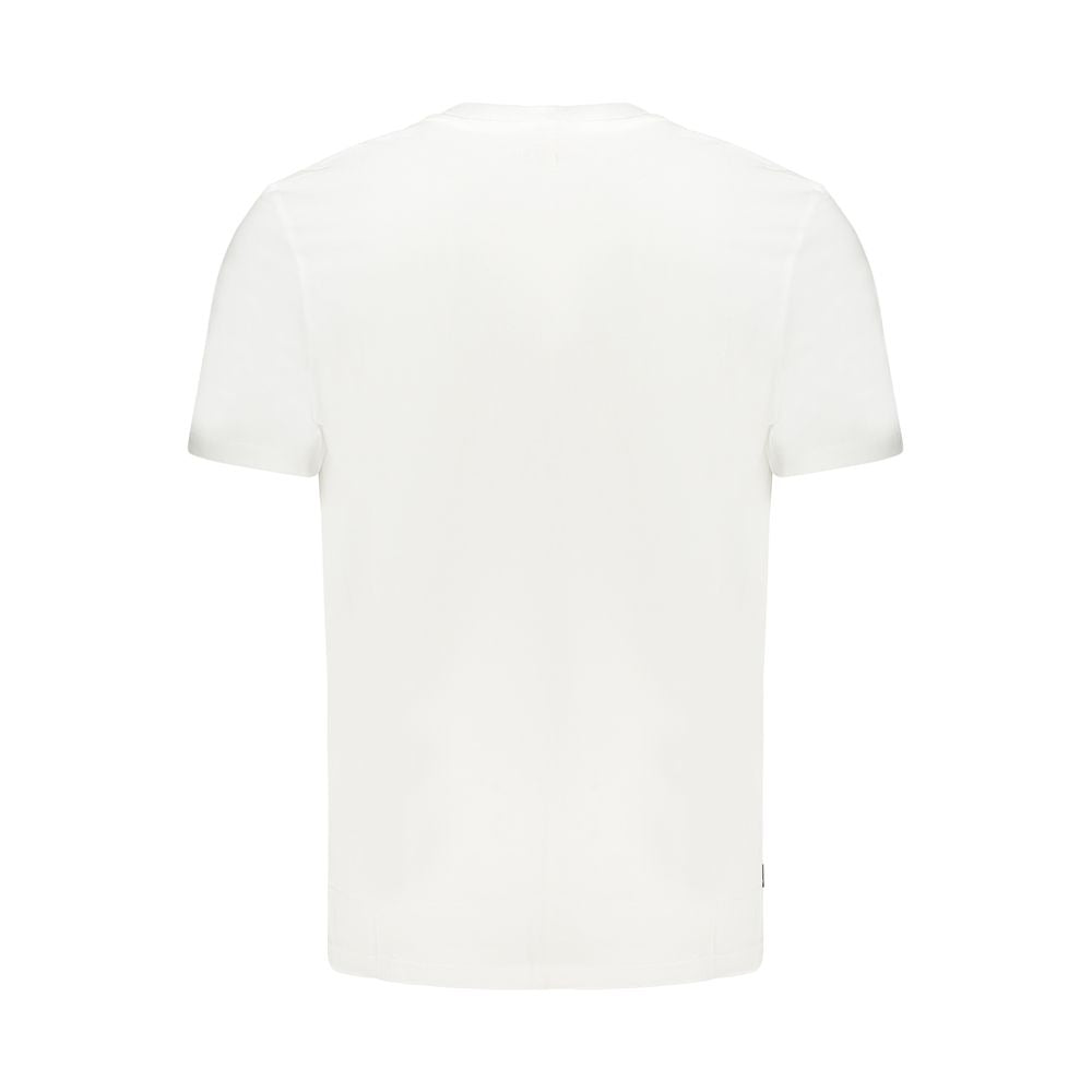 Back view of Timberland White Cotton Men T-Shirt, featuring simple design and comfortable fit.