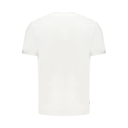 Back view of Timberland White Cotton Men T-Shirt, featuring simple design and comfortable fit.