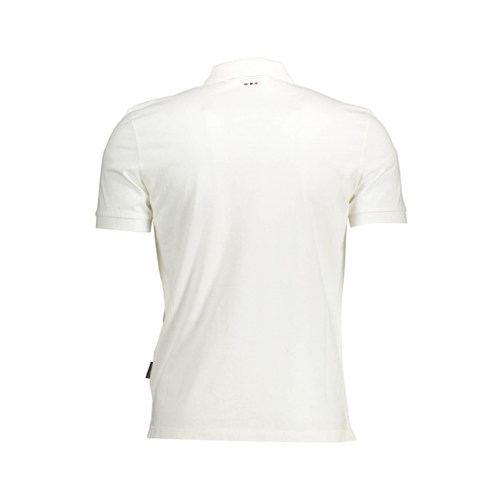 Napapijri White Cotton Men Polo Shirt back view, showcasing elegant design and logo details.