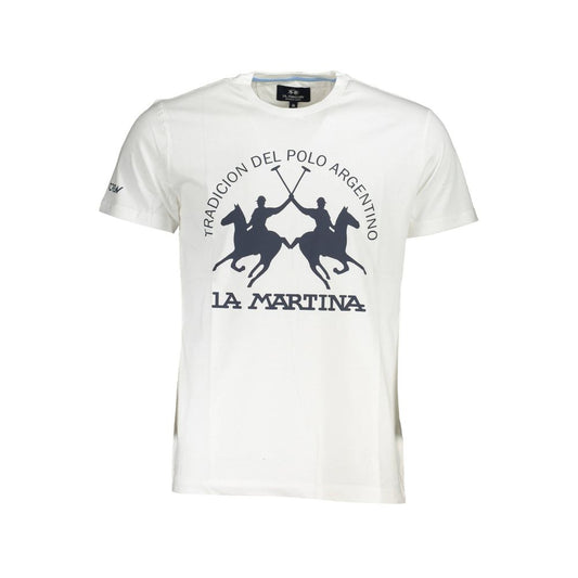 La Martina White Cotton Men T-Shirt with short sleeves and logo