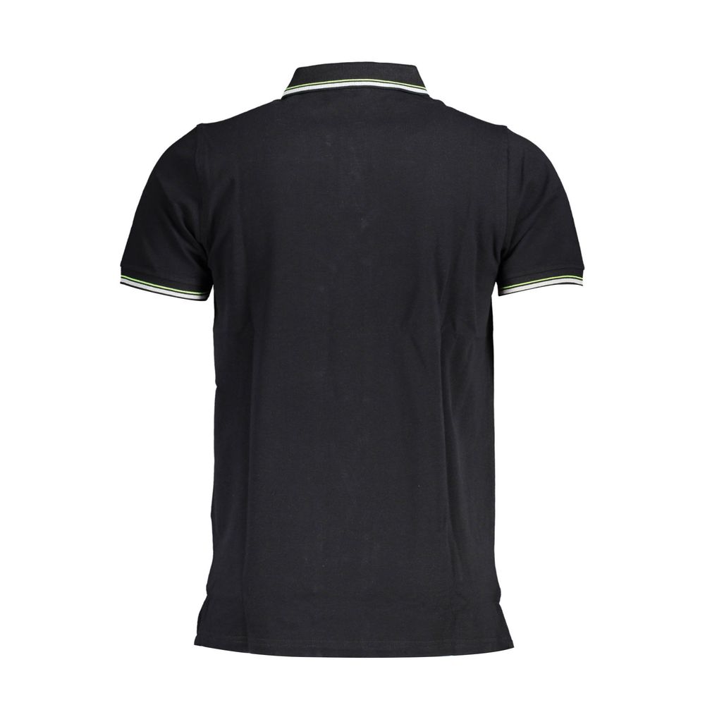 Rear view of Norway 1963 Black Cotton Men Polo Shirt with contrasting details.