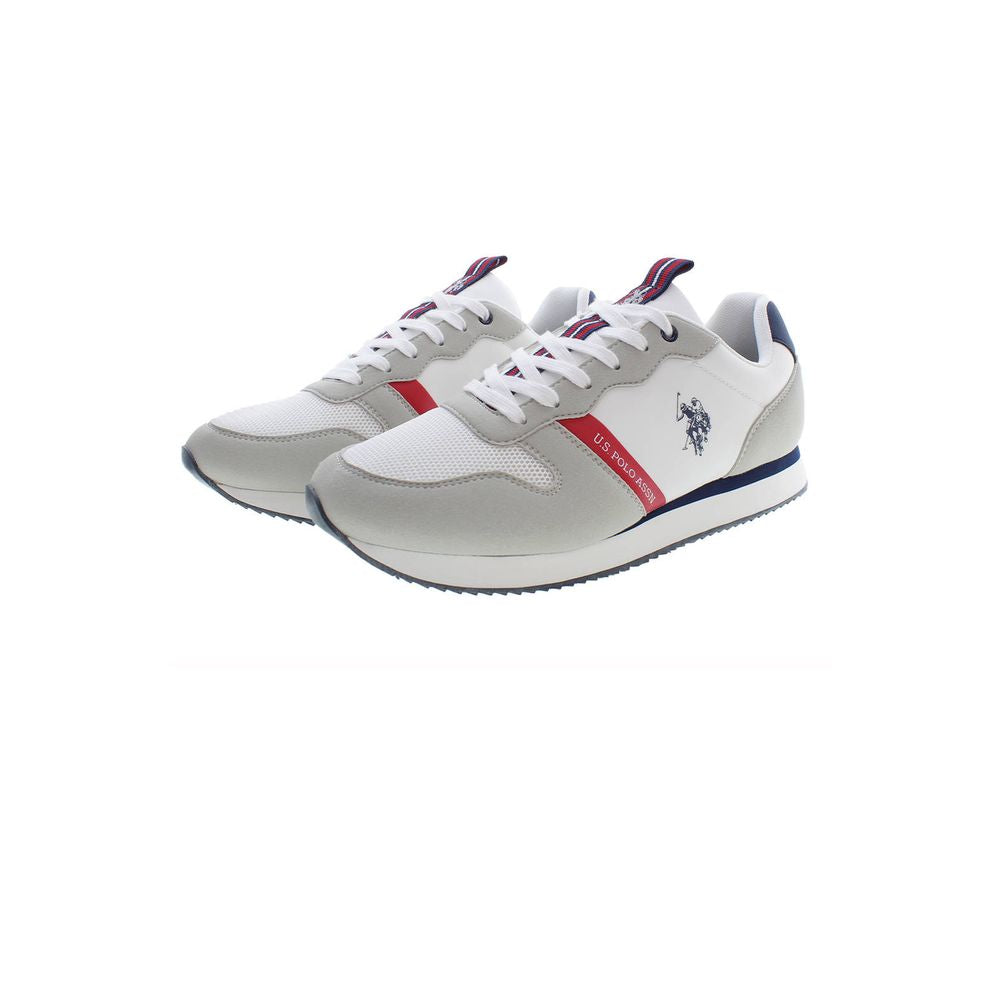 U.S. POLO ASSN. White Polyester Men Sneaker featuring iconic logo and sleek design for modern style and comfort.