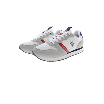 U.S. POLO ASSN. White Polyester Men Sneaker featuring iconic logo and sleek design for modern style and comfort.