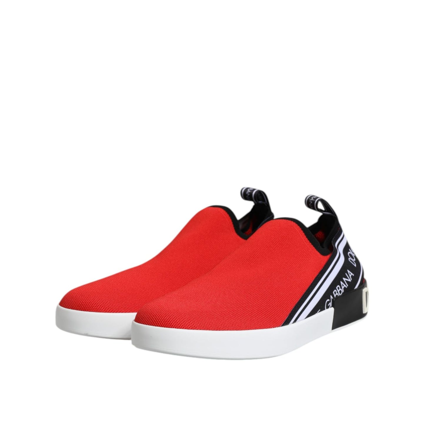 Dolce & Gabbana Red Logo Low Top Slip On Men Sneakers Shoes
