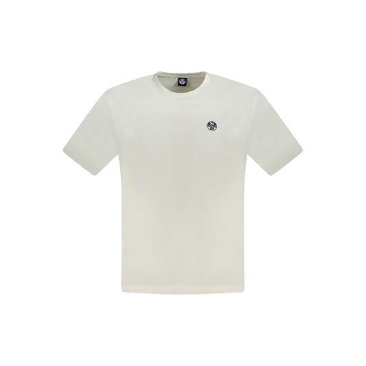 North Sails White Cotton Men T-Shirt with logo, short sleeve crew neck, stylish and comfortable, perfect for versatile wear.